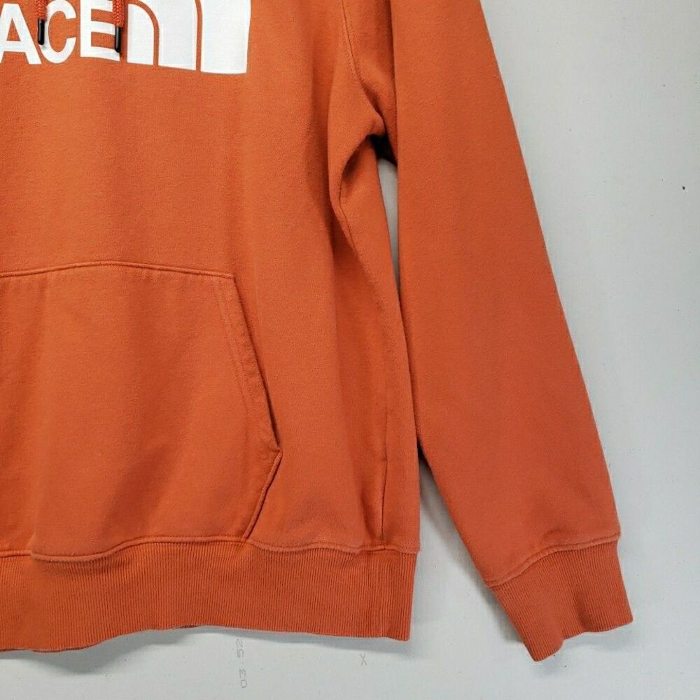 The North Face Men's Large Orange Pullover Hoodie White Big Logo Graphic - Picture 4 of 9